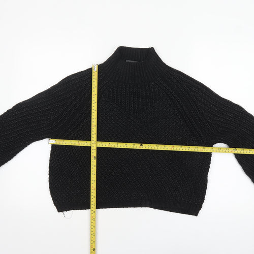 Mint Velvet Women’s Black Chunky Knit High Neck Jumper Size M
