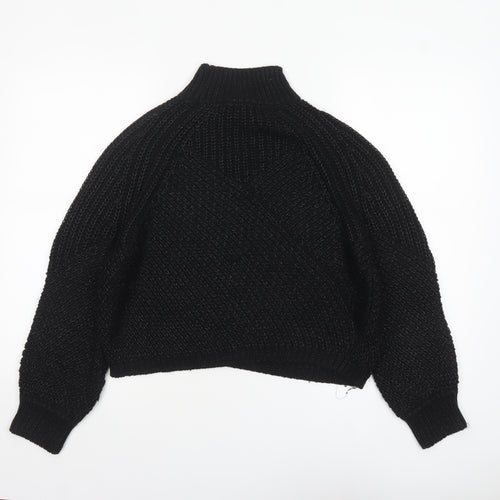 Mint Velvet Women’s Black Chunky Knit High Neck Jumper Size M