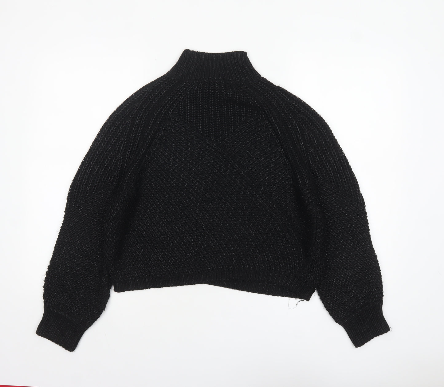 Mint Velvet Women’s Black Chunky Knit High Neck Jumper Size M