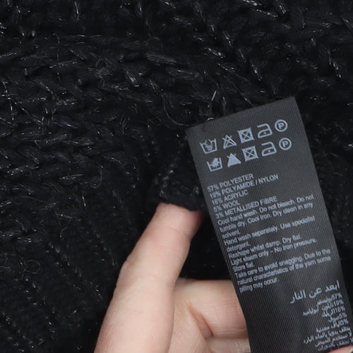 Mint Velvet Women’s Black Chunky Knit High Neck Jumper Size M