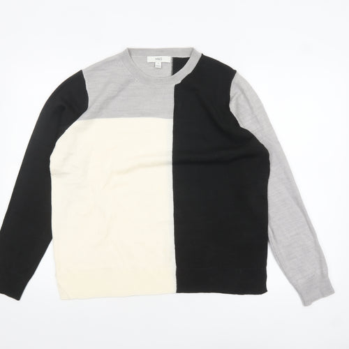 Marks and Spencer Women’s Black Grey Colour Block Crew Neck Jumper Size 12