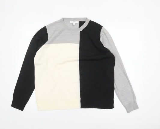 Marks and Spencer Women’s Black Grey Colour Block Crew Neck Jumper Size 12