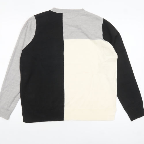 Marks and Spencer Women’s Black Grey Colour Block Crew Neck Jumper Size 12
