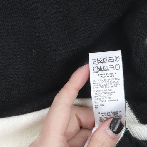 Marks and Spencer Women’s Black Grey Colour Block Crew Neck Jumper Size 12