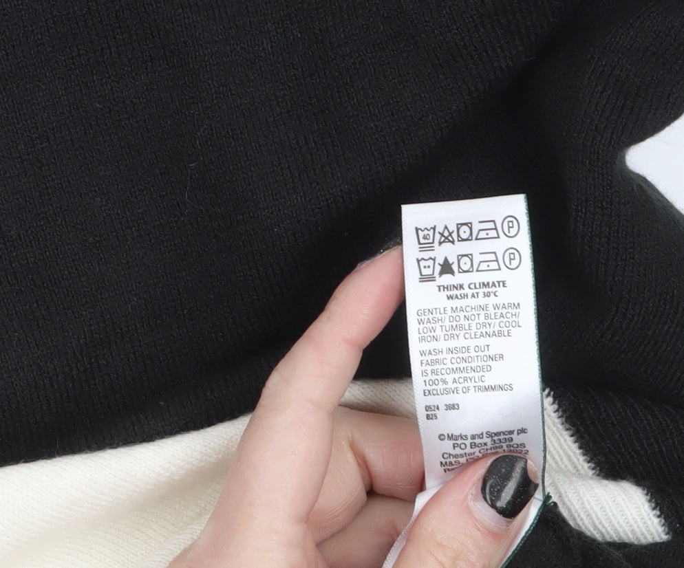 Marks and Spencer Women’s Black Grey Colour Block Crew Neck Jumper Size 12