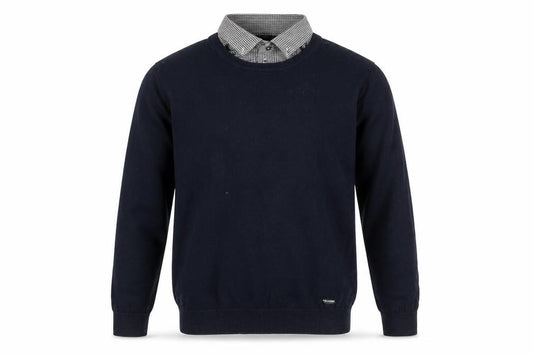 Threadbare Men’s Blue Crew Neck Cotton Pullover Jumper Size L