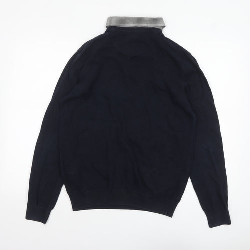 Threadbare Men’s Blue Crew Neck Cotton Pullover Jumper Size L