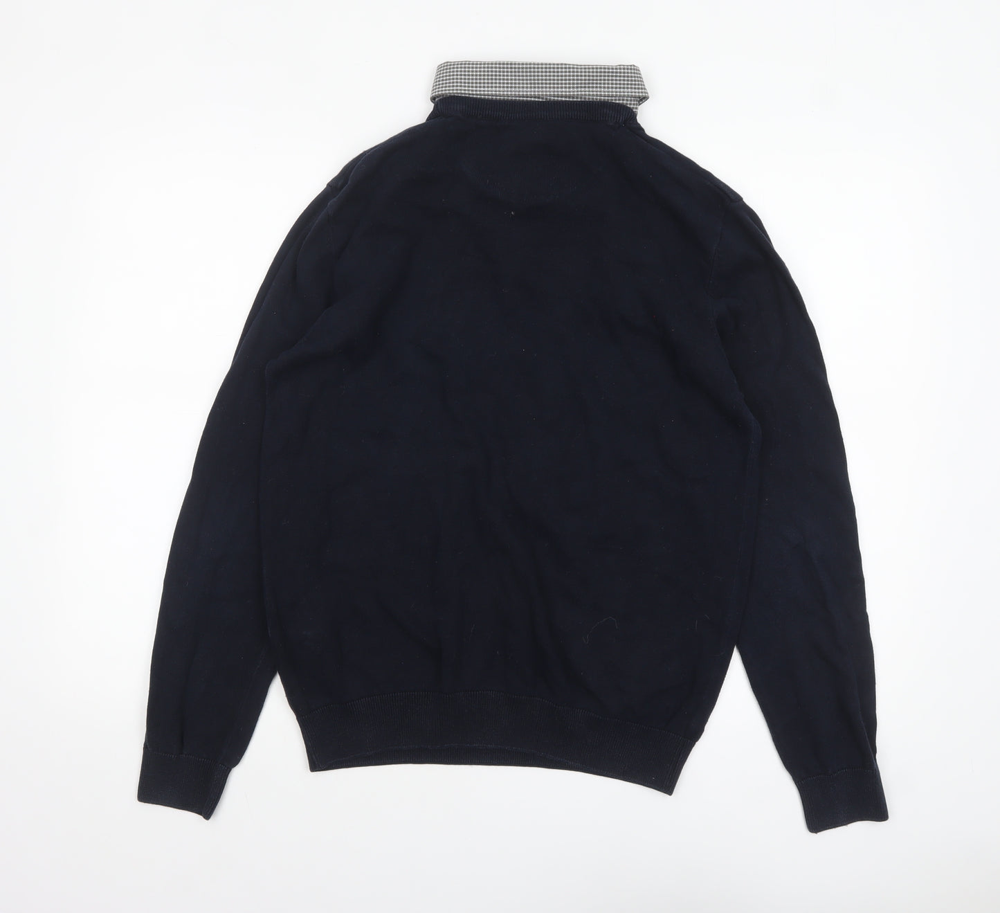 Threadbare Men’s Blue Crew Neck Cotton Pullover Jumper Size L