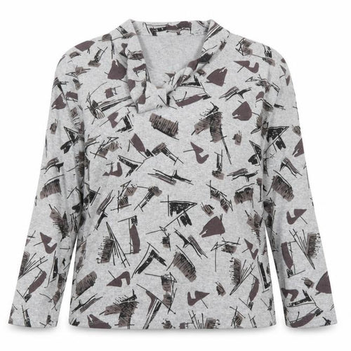 TIGI Women’s Grey Abstract Cowl Neck Long Sleeve Pullover Jumper Size 14/16
