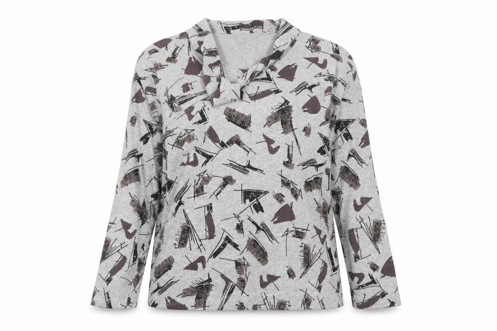 TIGI Women’s Grey Abstract Cowl Neck Long Sleeve Pullover Jumper Size 14/16