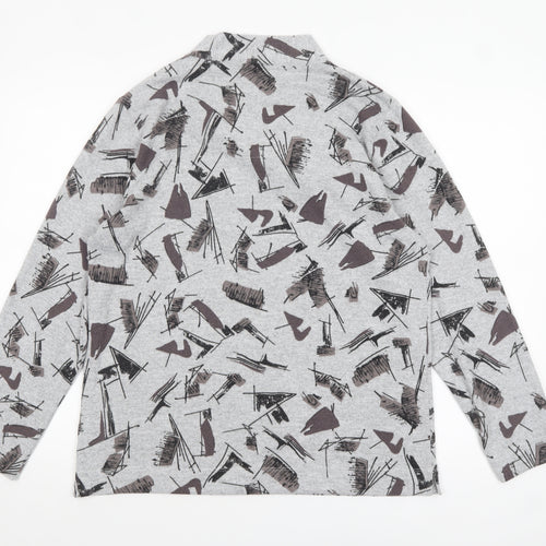 TIGI Women’s Grey Abstract Cowl Neck Long Sleeve Pullover Jumper Size 14/16