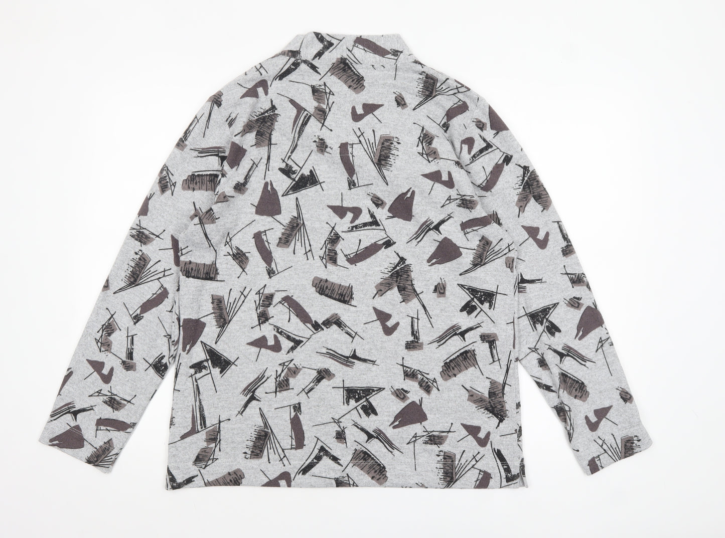 TIGI Women’s Grey Abstract Cowl Neck Long Sleeve Pullover Jumper Size 14/16
