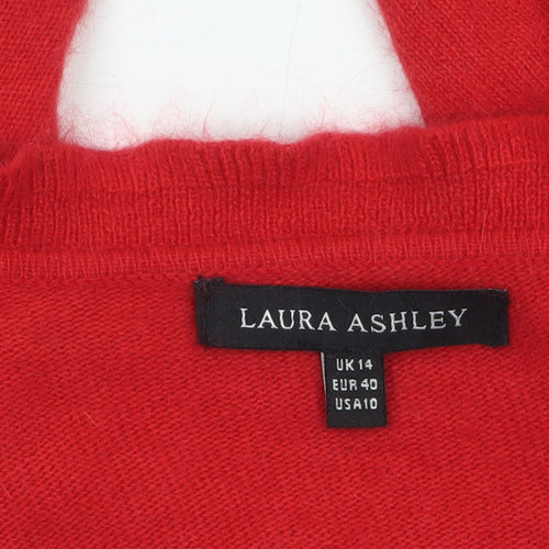 Laura Ashley Women's Red Angora Blend Cardigan UK 14