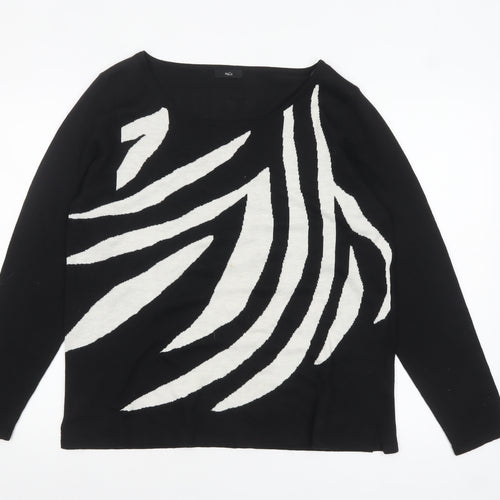 M&Co Women's Black Ivory Animal Print Long Sleeve Jumper Size 18
