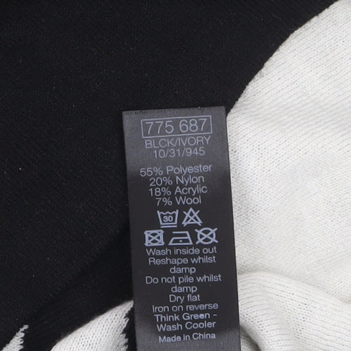 M&Co Women's Black Ivory Animal Print Long Sleeve Jumper Size 18