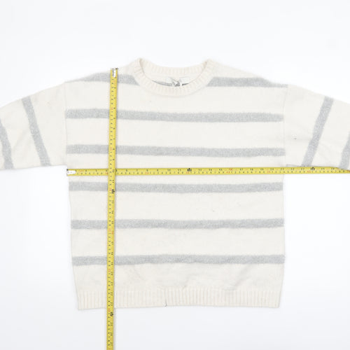 Marks and Spencer Womens Ivory Striped Glitter Knit Pullover Jumper M