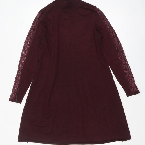 Monsoon Women’s Purple Lace Sleeve Knit A-Line Dress Size 12