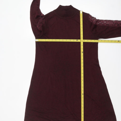 Monsoon Women’s Purple Lace Sleeve Knit A-Line Dress Size 12