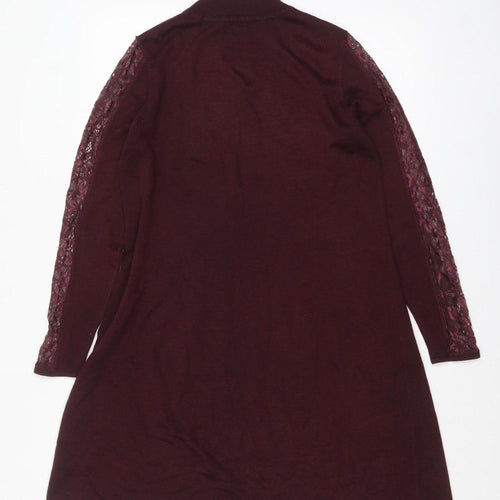 Monsoon Women’s Purple Lace Sleeve Knit A-Line Dress Size 12