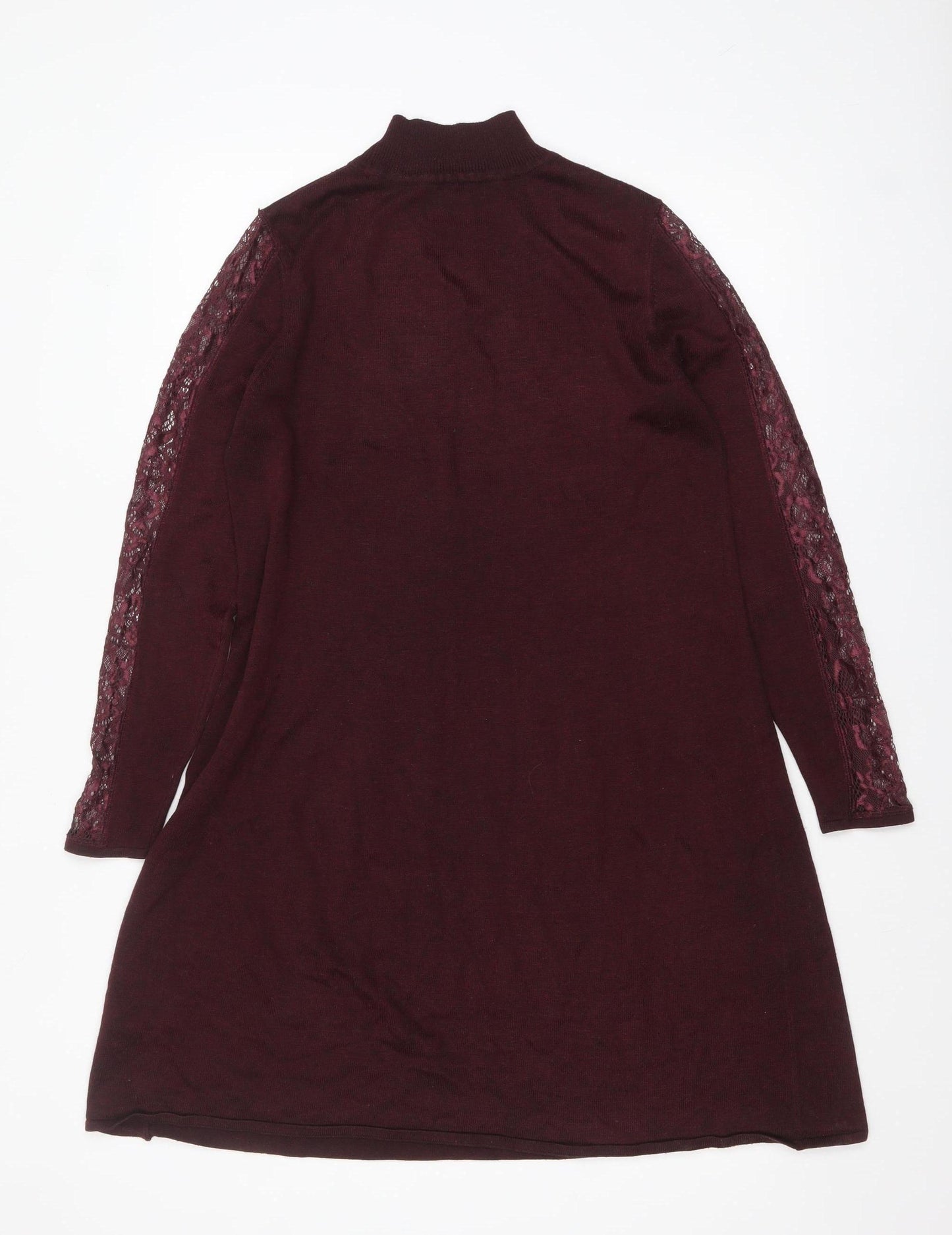 Monsoon Women’s Purple Lace Sleeve Knit A-Line Dress Size 12