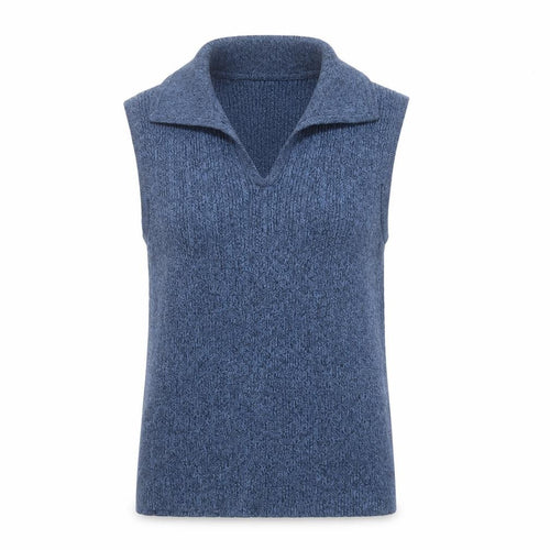 GAP Women Blue Collared Sleeveless Knit Cotton Tank Top M