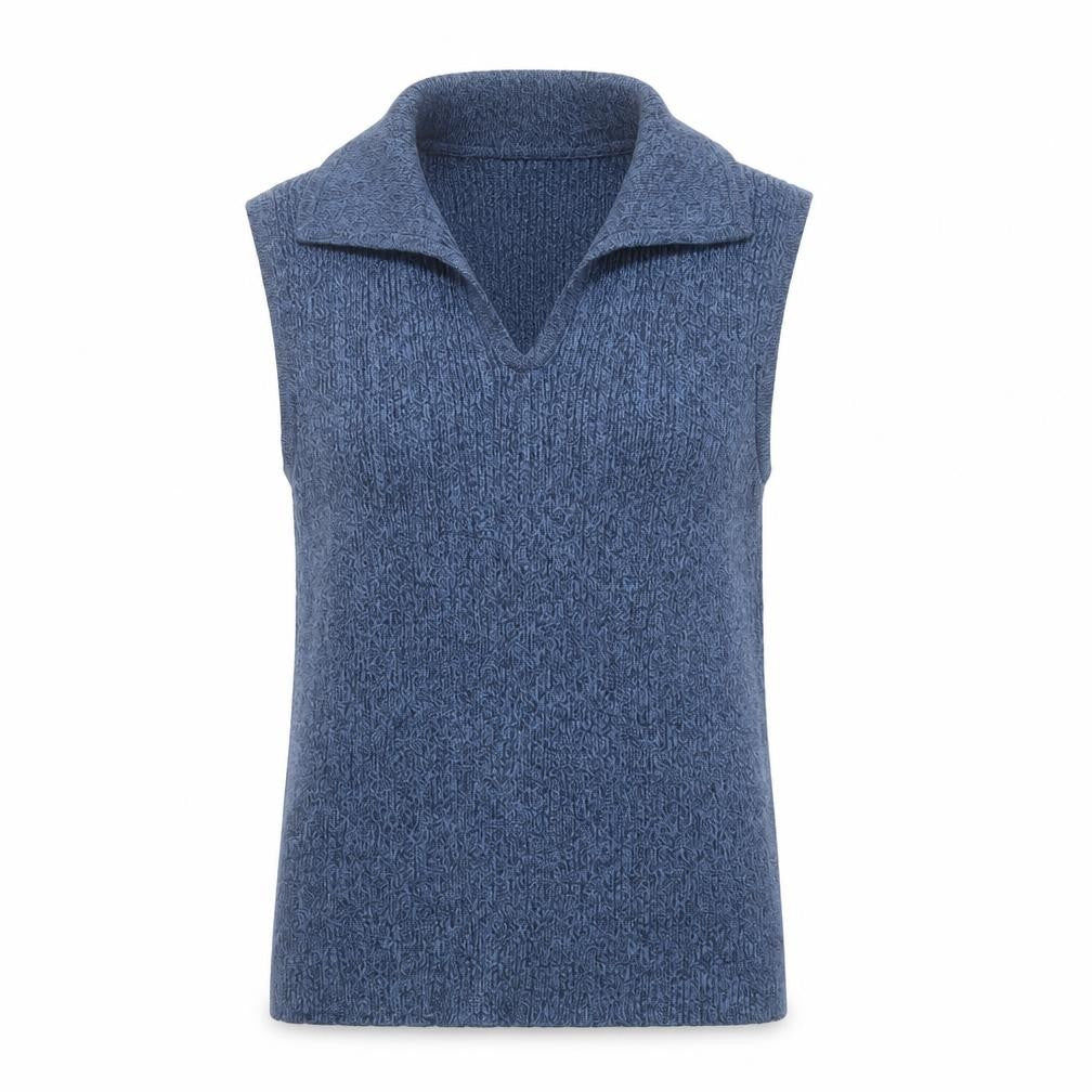 GAP Women Blue Collared Sleeveless Knit Cotton Tank Top M