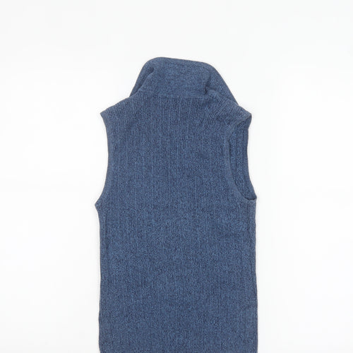 GAP Women Blue Collared Sleeveless Knit Cotton Tank Top M