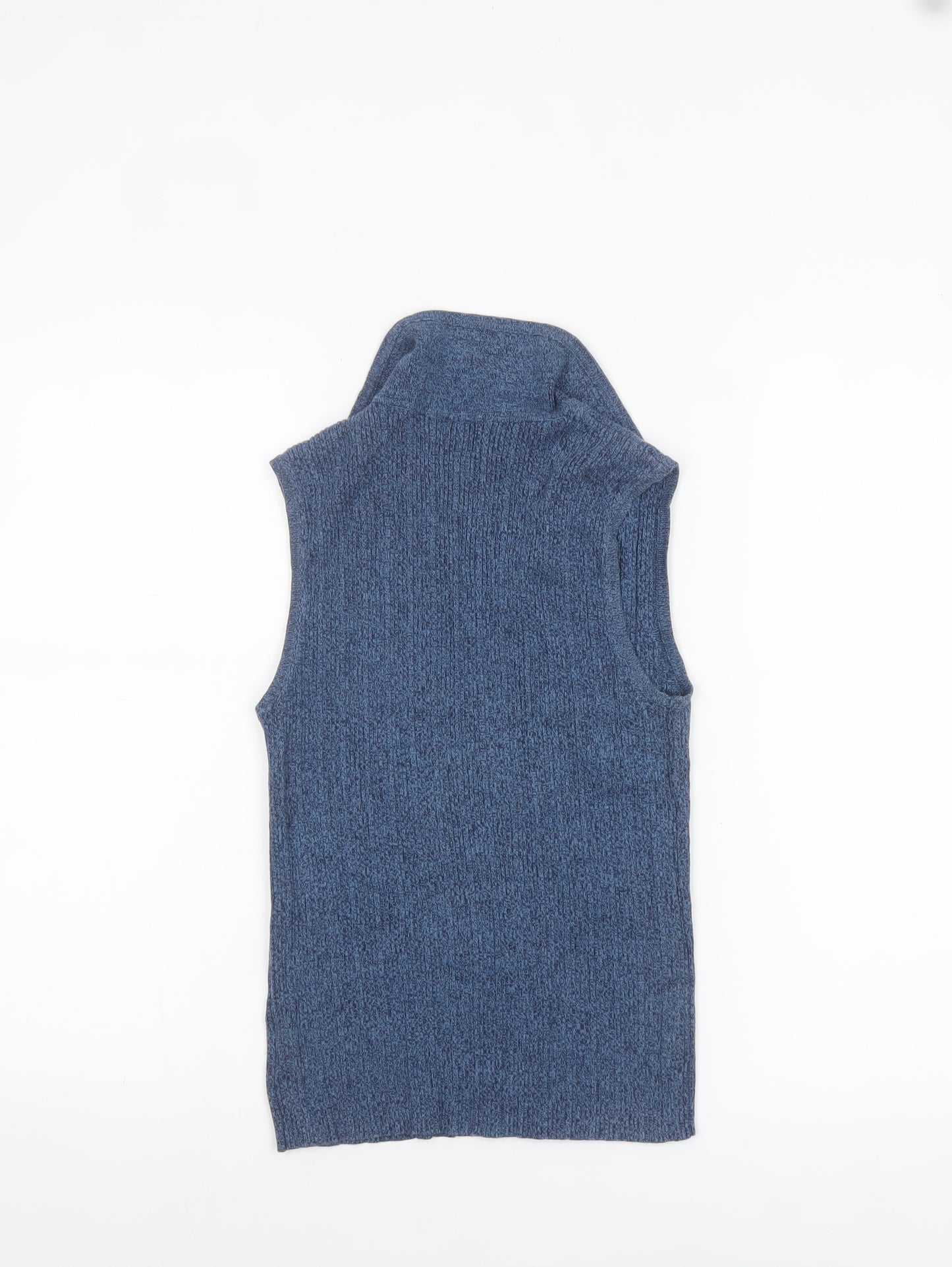 GAP Women Blue Collared Sleeveless Knit Cotton Tank Top M