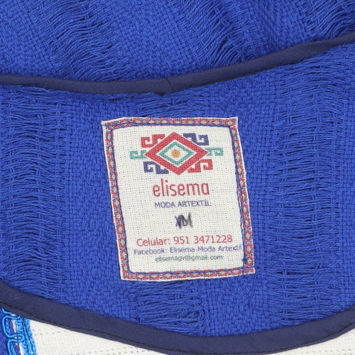 Elisema Women's Blue Bohemian Fringe Cape Poncho M