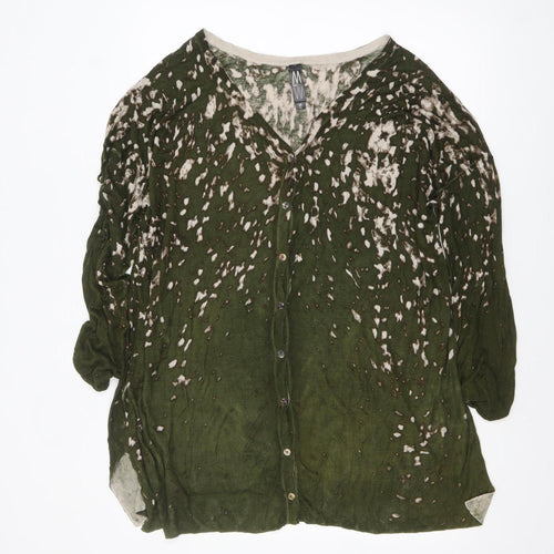 Marla Wynne Women's Green V-Neck Button Cardigan Size 24 Plus