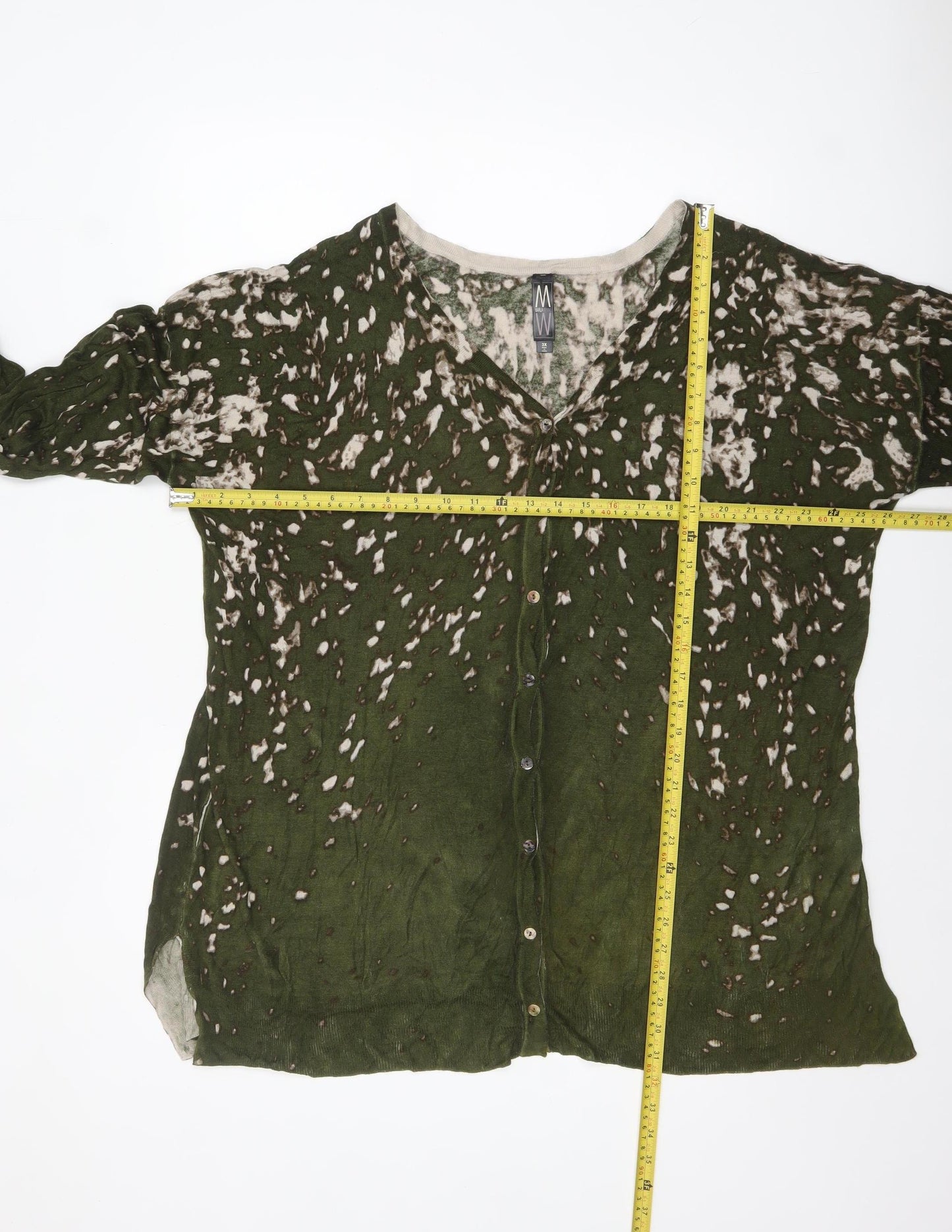 Marla Wynne Women's Green V-Neck Button Cardigan Size 24 Plus