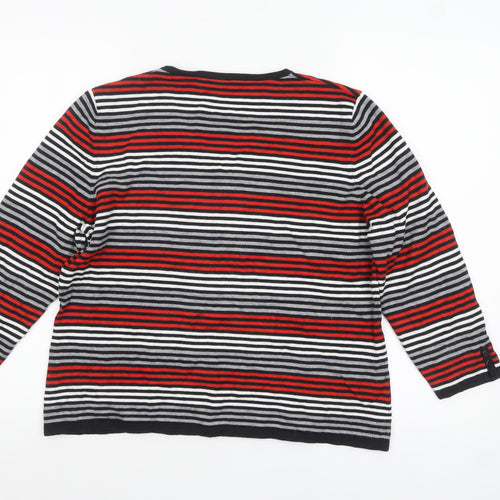 CC Womens Multicoloured Striped V-Neck Pullover Jumper Size L