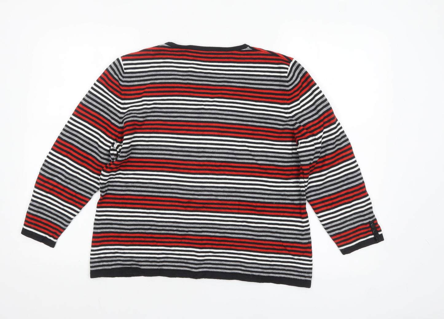 CC Womens Multicoloured Striped V-Neck Pullover Jumper Size L