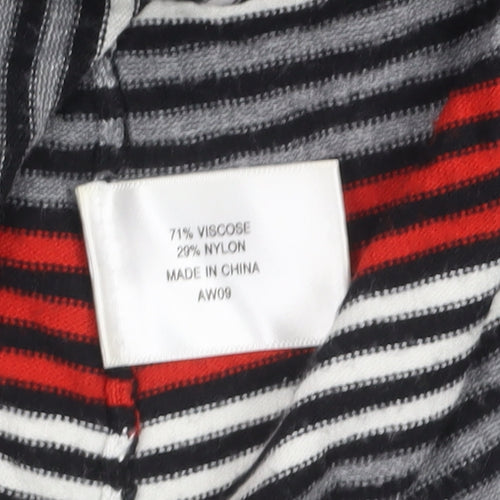 CC Womens Multicoloured Striped V-Neck Pullover Jumper Size L