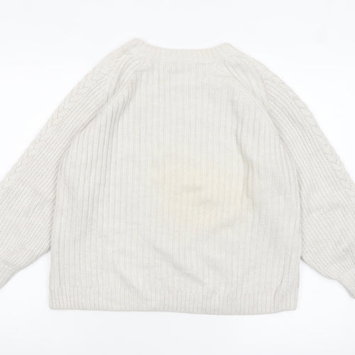 Marks and Spencer Women’s Ivory Cable Knit Floral Jumper UK 10