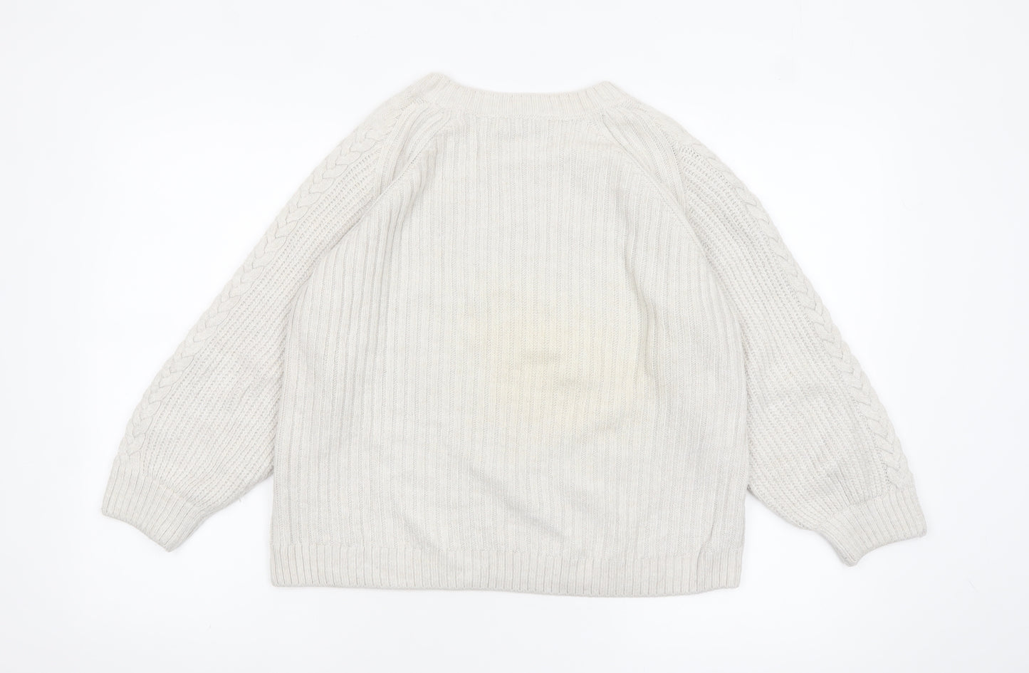 Marks and Spencer Women’s Ivory Cable Knit Floral Jumper UK 10