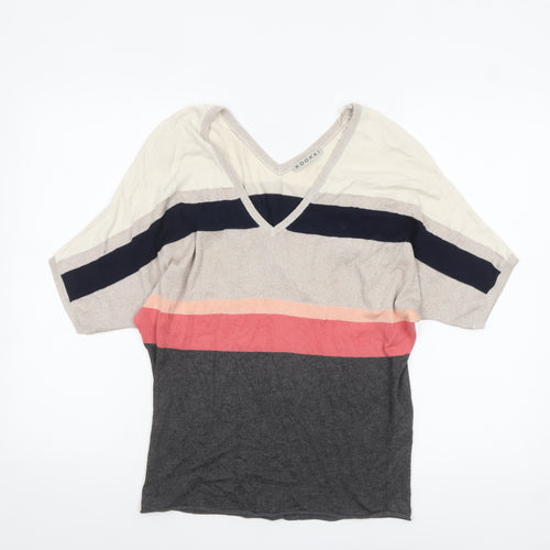 Kookai Womens Multicoloured Striped V-Neck Knit Jumper Size 10
