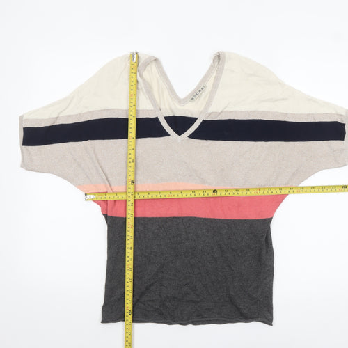 Kookai Womens Multicoloured Striped V-Neck Knit Jumper Size 10