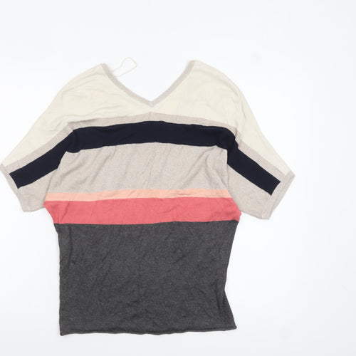 Kookai Womens Multicoloured Striped V-Neck Knit Jumper Size 10
