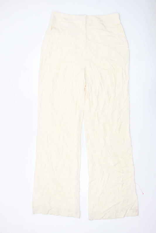 ASOS Women’s Ivory Wide-Leg Linen Blend Trousers Size 14
