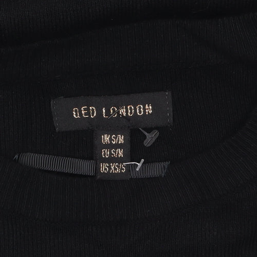 QED London Womens Black Red Heart Pullover Jumper Size S