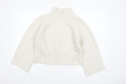 Mint Velvet Women’s Ivory Chunky Knit Roll Neck Wool Jumper XS