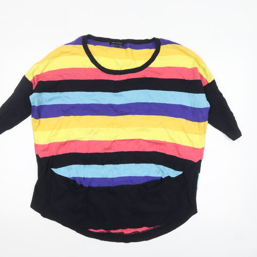 QED London Womens Multicoloured Striped Cotton Pullover Jumper M/L
