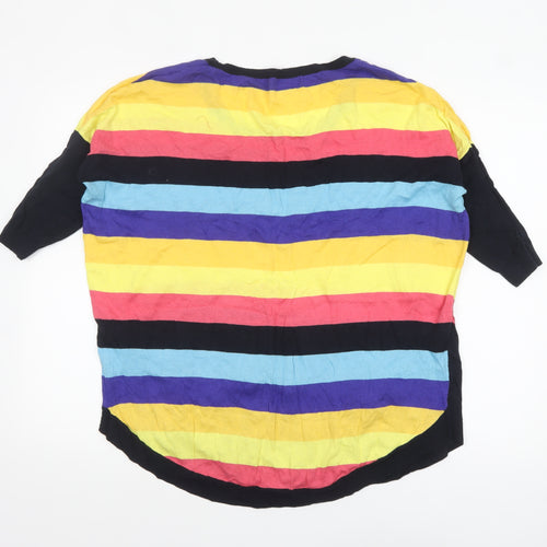 QED London Womens Multicoloured Striped Cotton Pullover Jumper M/L