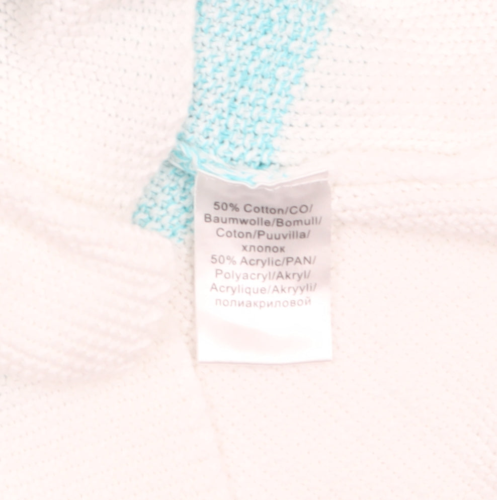 Marble Women's Blue V-Neck Striped Knit Jumper Size 10