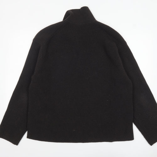 Uniqlo Women’s Black Collared Rib Knit Pullover Jumper Size 14