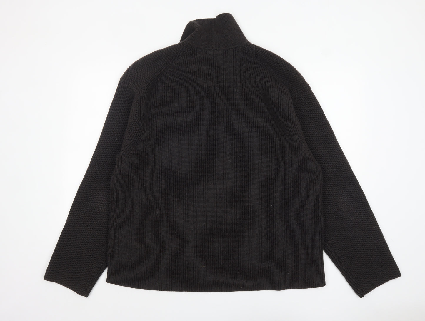 Uniqlo Women’s Black Collared Rib Knit Pullover Jumper Size 14