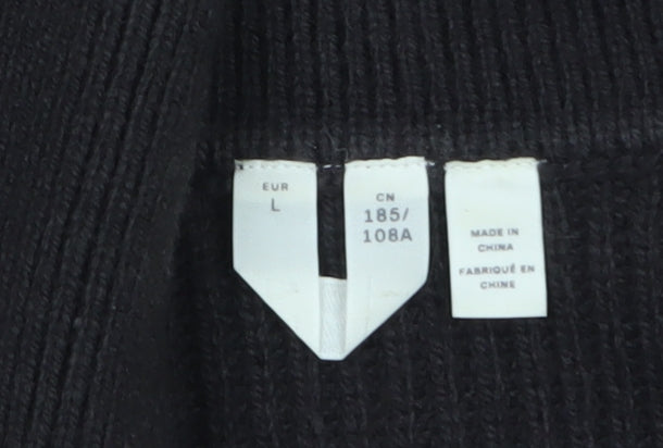 Uniqlo Women’s Black Collared Rib Knit Pullover Jumper Size 14