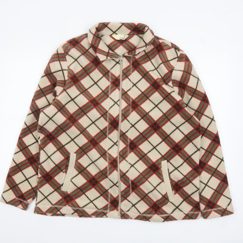 Alie Callina Women's Beige Check Fleece Zip Jacket Size 16