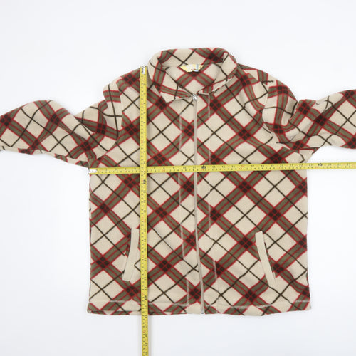 Alie Callina Women's Beige Check Fleece Zip Jacket Size 16
